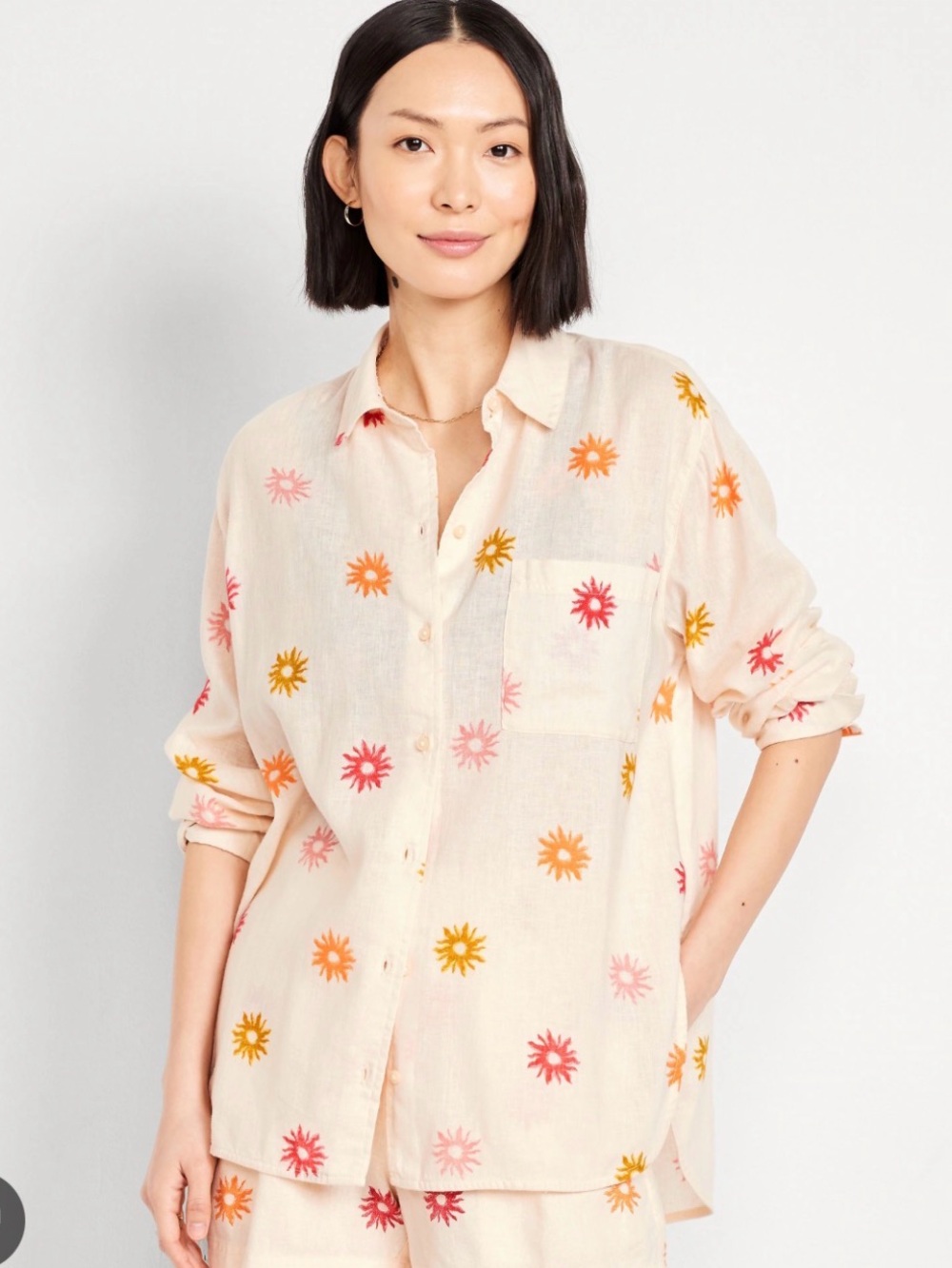 Old Navy Linen Blend Matching Set Sunburst print size L